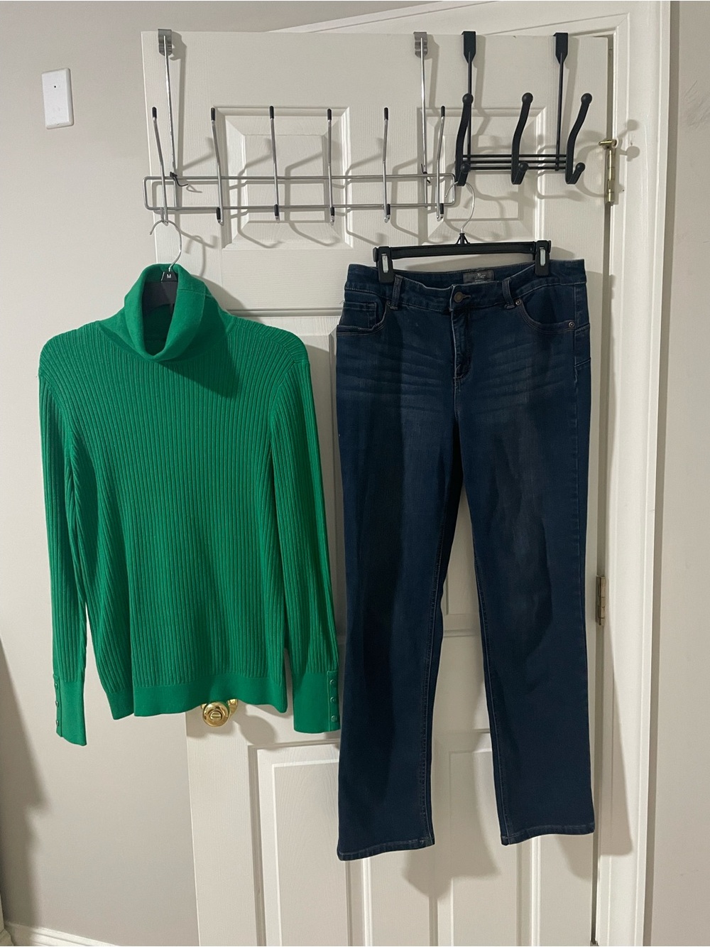 Green Turtleneck Ribbed Sweater Talbots small Chicos med si slimming jeans